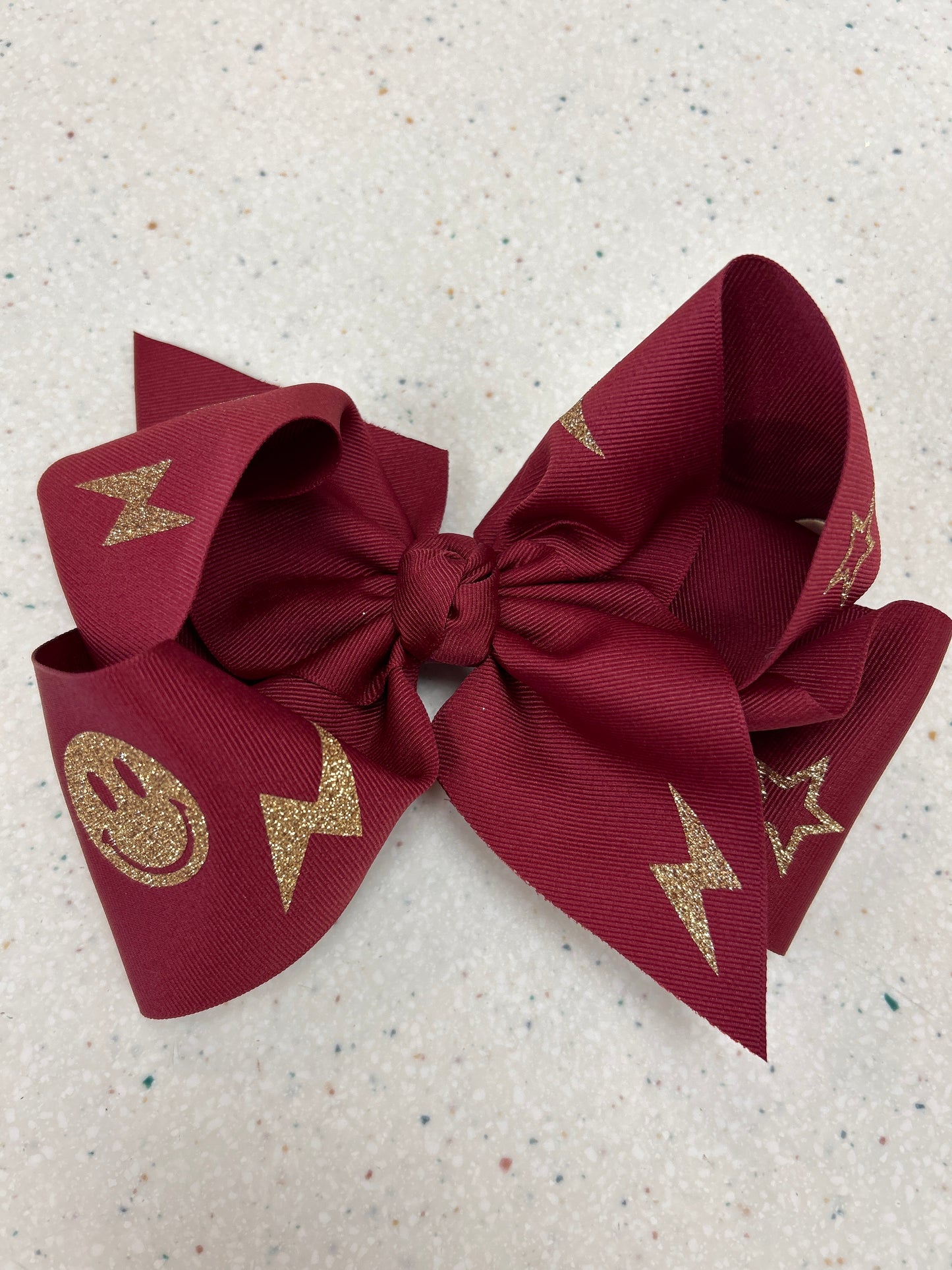 Maroon Lake Hamilton Wolves Bow Smile - Doodlebug's Children's Boutique