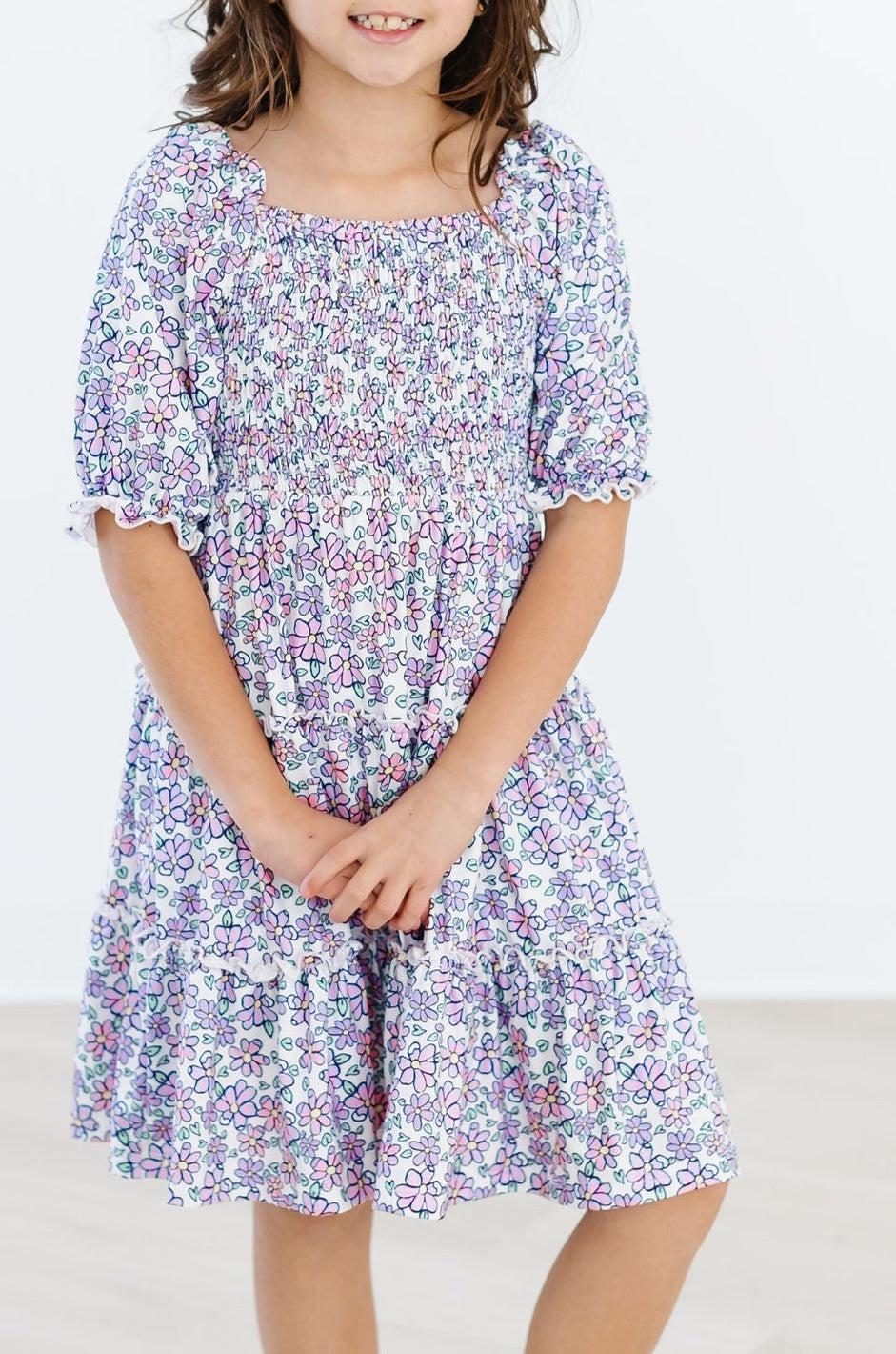 Lovely Lavender Smocked Ruffle Dress  - Doodlebug's Children's Boutique