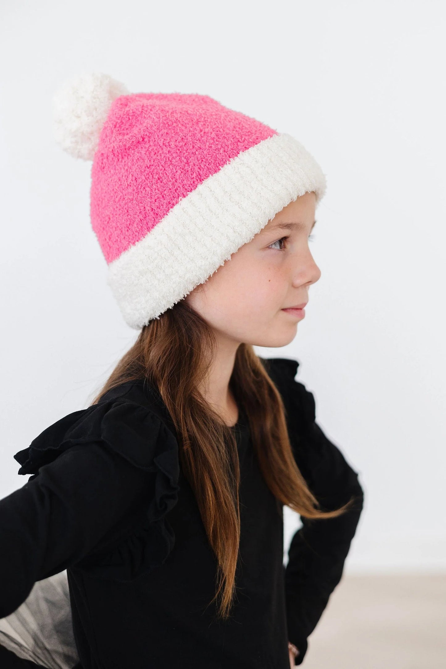 Bright Pink Cozy Pom Beanie - Doodlebug's Children's Boutique