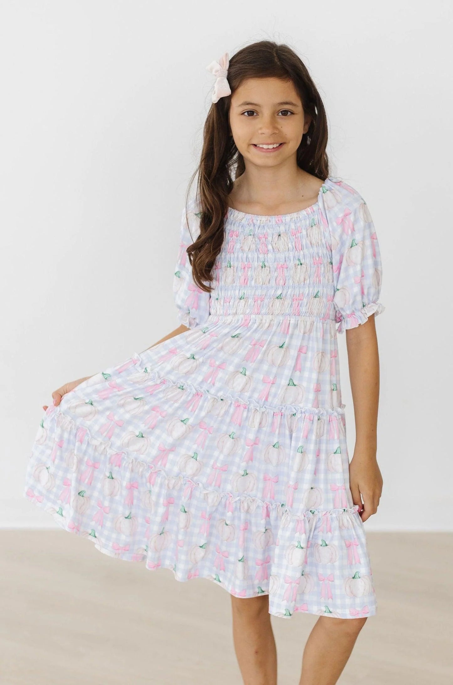 Pumpkin Picnic Smocked Ruffle Dress  - Doodlebug's Children's Boutique