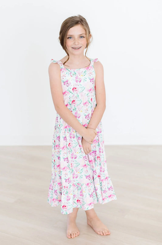 Watercolor Floral Ruffle Maxi Dress  - Doodlebug's Children's Boutique