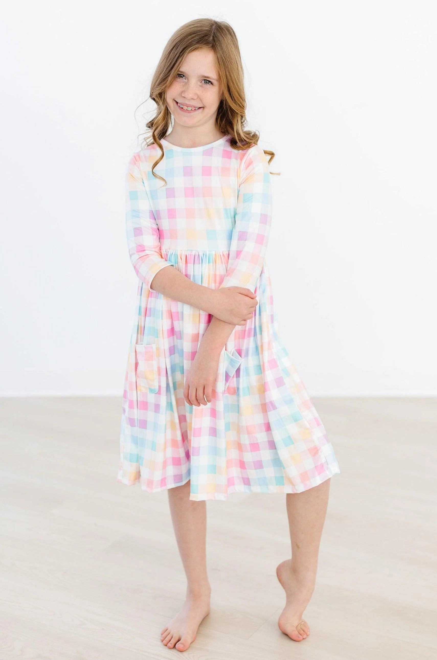Pastel Plaid Pocket Twirl Dress  - Doodlebug's Children's Boutique