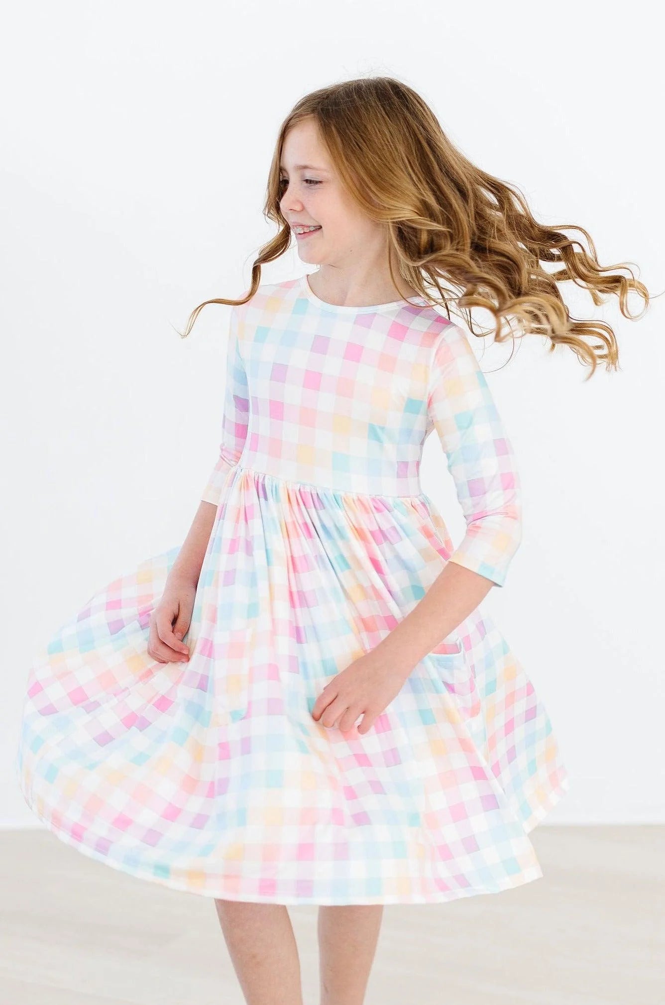 Pastel Plaid Pocket Twirl Dress  - Doodlebug's Children's Boutique