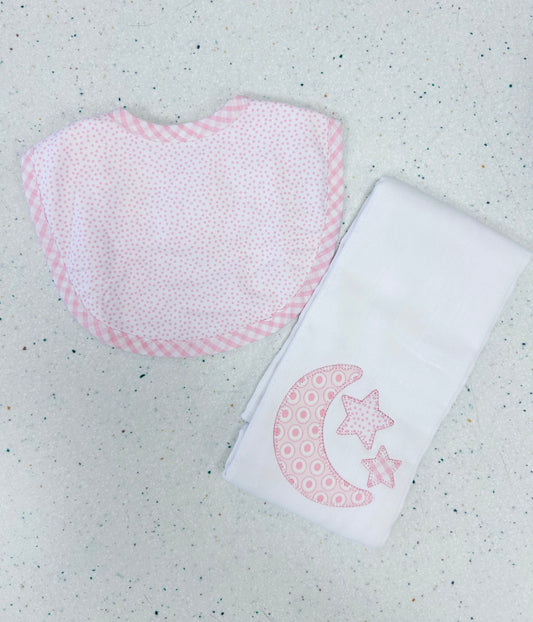 Pink Lullaby Bib & Burp Cloth Box Set - Doodlebug's Children's Boutique