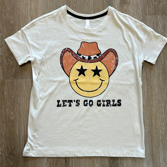 Let's Go Girls Embroidered Tee  - Doodlebug's Children's Boutique
