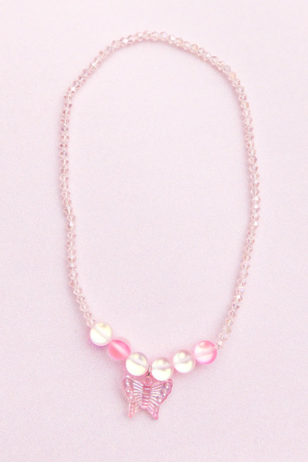 Boutique Pink Crystal Butterfly Necklace - Doodlebug's Children's Boutique