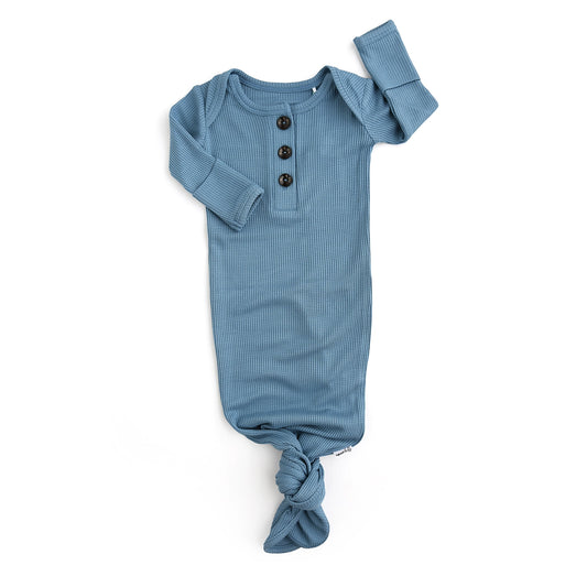 Slate Knotted Ruffle Button Gown - Doodlebug's Children's Boutique