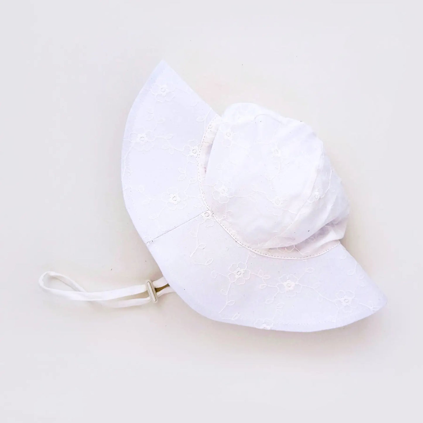 White Embroidered Sun Hat - Doodlebug's Children's Boutique