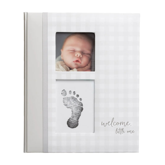 Gray Gingham Baby Book  - Doodlebug's Children's Boutique