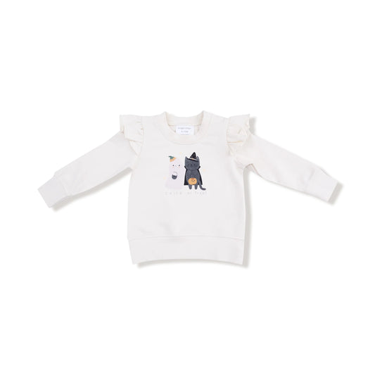Trick or Treat Ruffle Sleeve Sweatshirt - Doodlebug's Children's Boutique