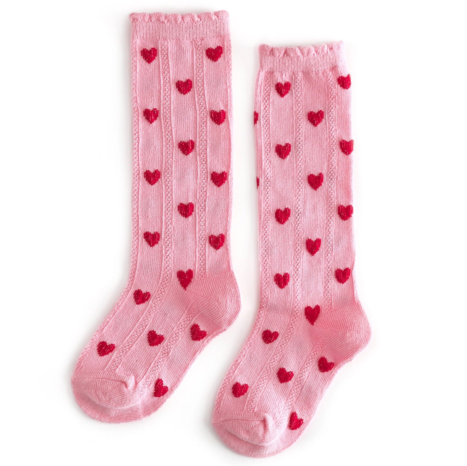 Scalloped Knee High Socks in True Love - Doodlebug's Children's Boutique
