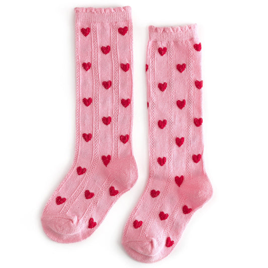 Scalloped Knee High Socks in True Love - Doodlebug's Children's Boutique