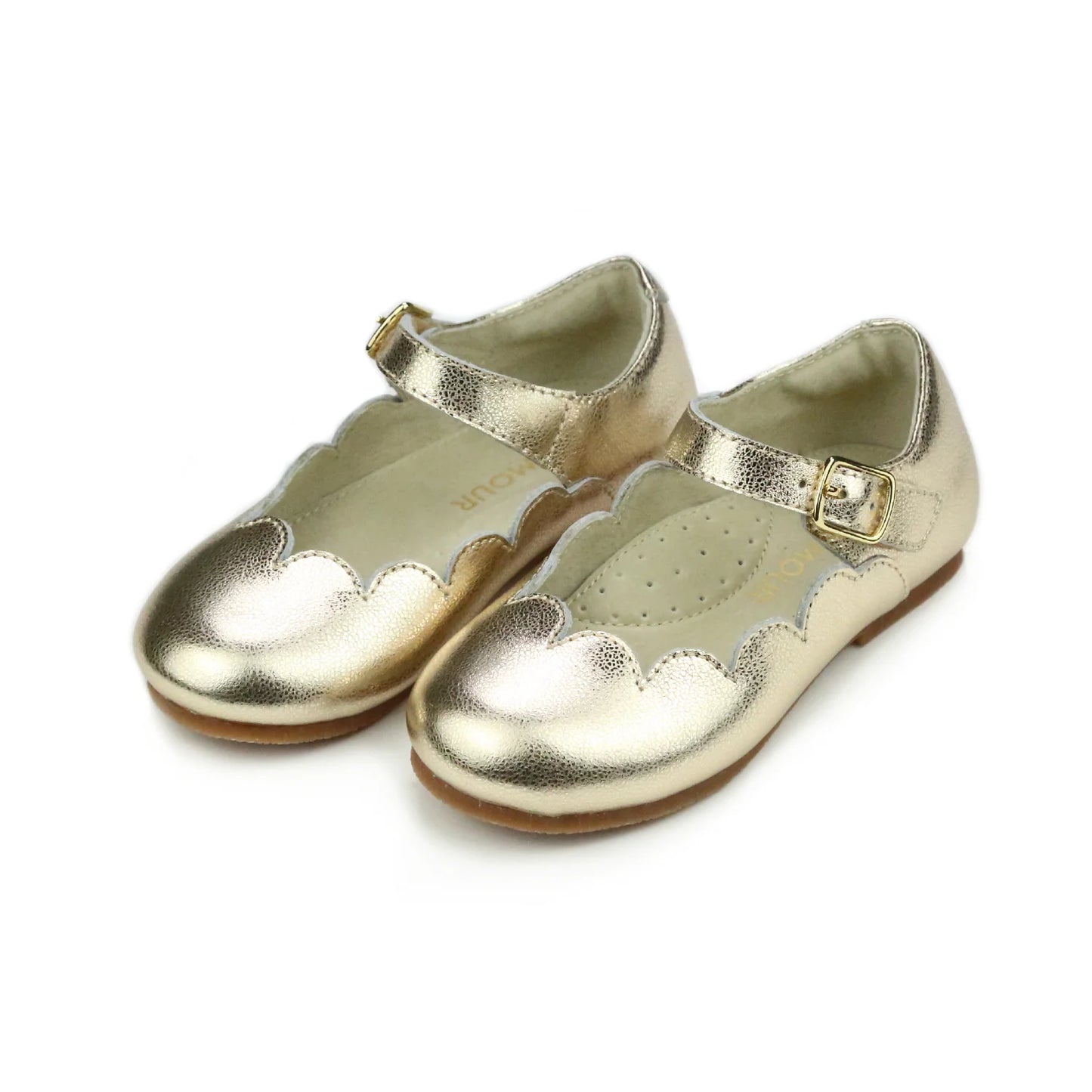 Sonia Scalloped Flat in Gold - Doodlebug's Children's Boutique