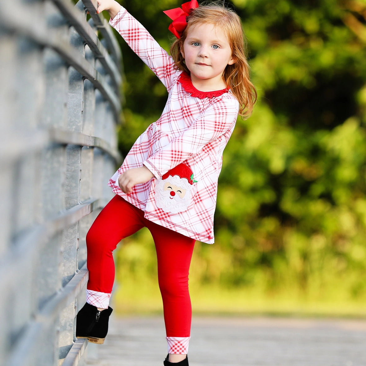 Plaid Santa Legging Set  - Doodlebug's Children's Boutique
