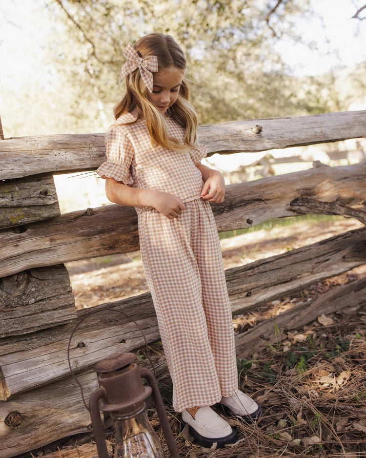 Wide Leg Pants in Fawn Gingham