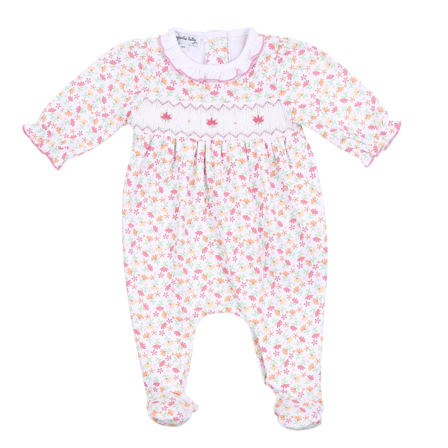 Autumn's Classics Smocked Printed Footie  - Doodlebug's Children's Boutique
