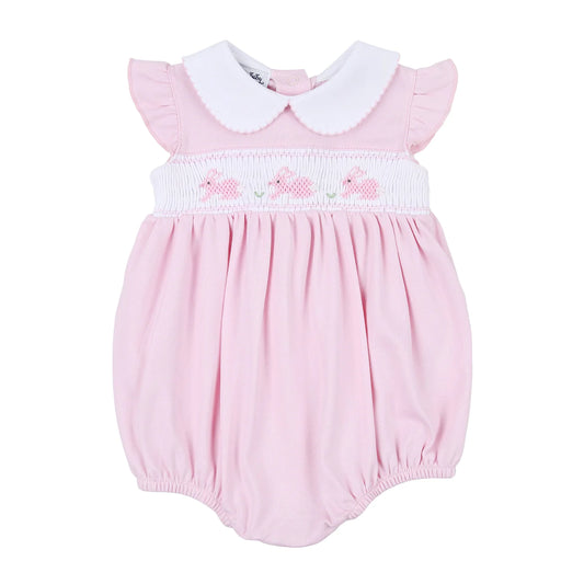 Pastel Bunny Classics Smocked Collared Flutters Bubble  - Doodlebug's Children's Boutique