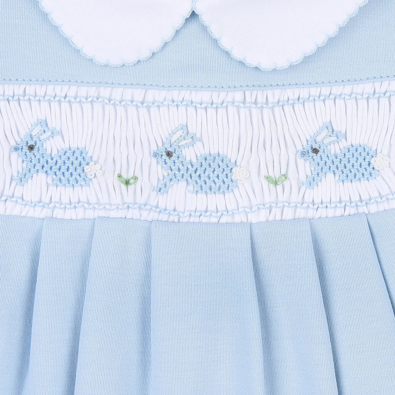 Pastel Bunny Classics Smocked Collared Playsuit  - Doodlebug's Children's Boutique