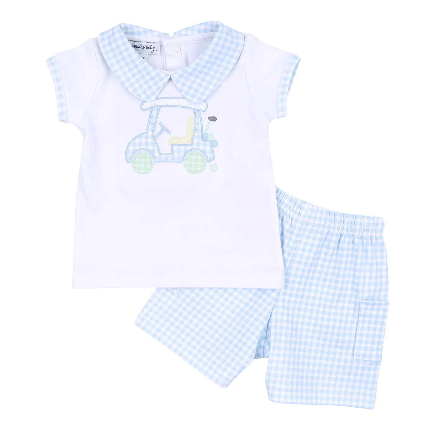 Little Caddie Blue Applique Shorts Set  - Doodlebug's Children's Boutique
