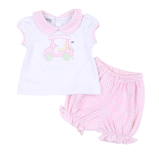 Little Caddie Pink Applique Ruffle Diaper Cover Set  - Doodlebug's Children's Boutique