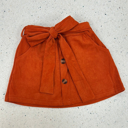 Orange Suede Skirt  - Doodlebug's Children's Boutique