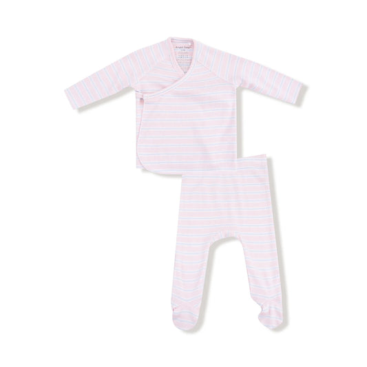 Pink Multi Stripe Kimono & Footed Pant Set - Doodlebug's Children's Boutique
