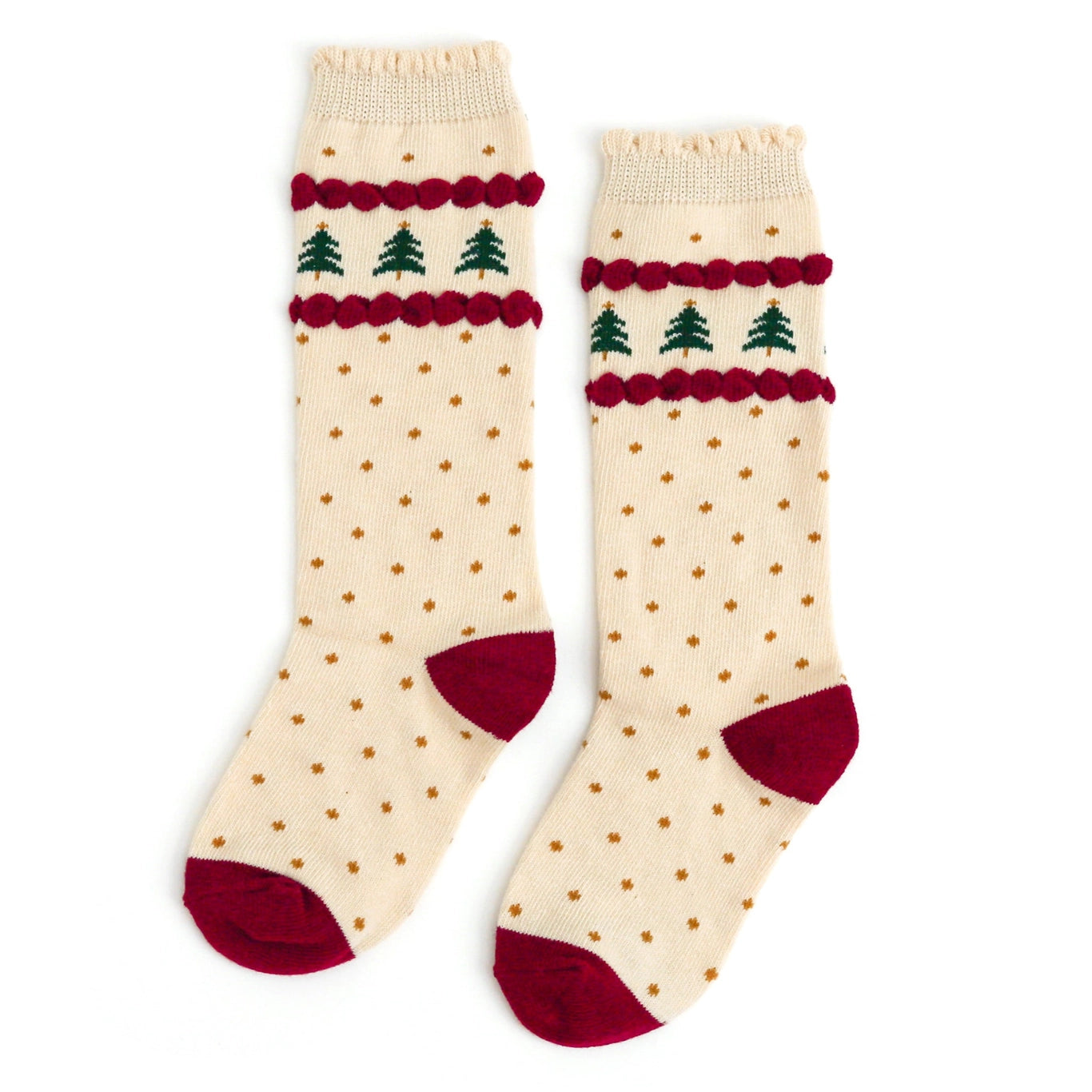 Tree Farm Scalloped Knee High Socks  - Doodlebug's Children's Boutique