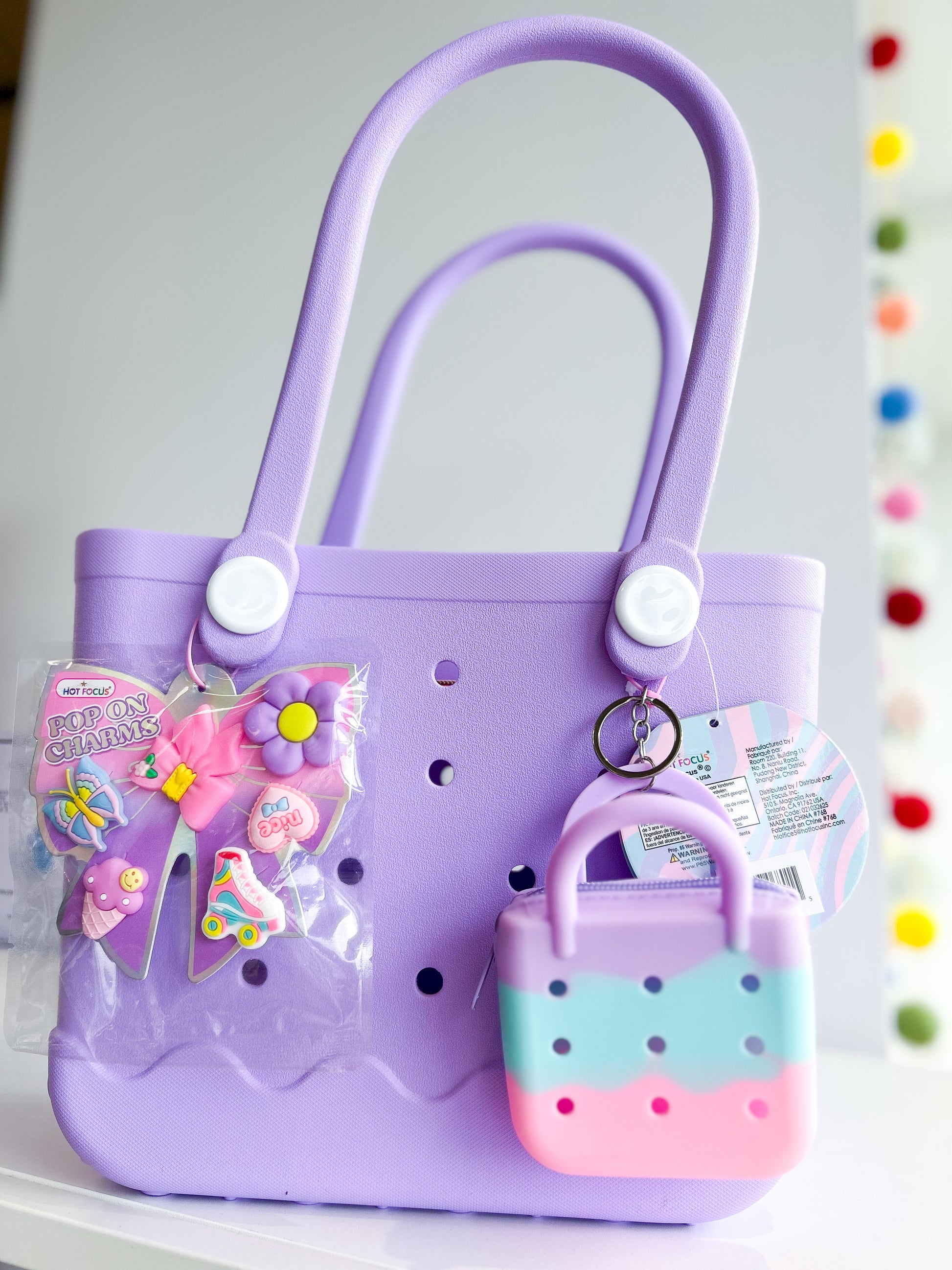 Beach Tote Bag with Bowtiful Charms - Doodlebug's Children's Boutique