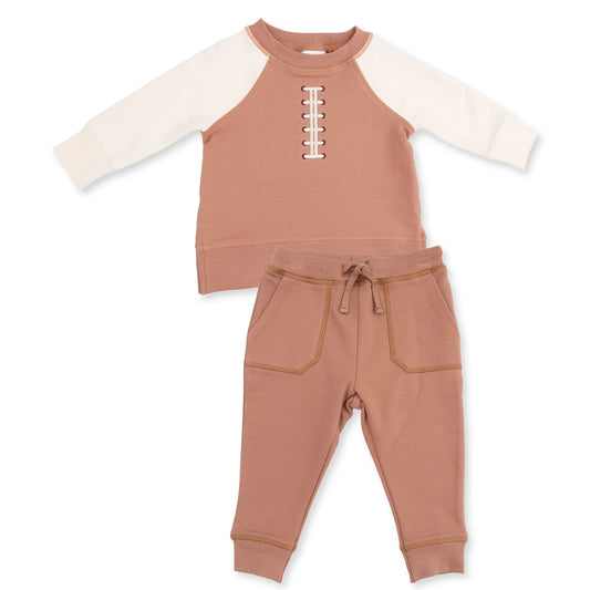 Football Laces Raglan Sweatshirt and Jogger Set - Doodlebug's Children's Boutique