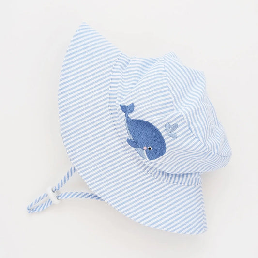 Whale Blue Seersucker Bucket Hat - Doodlebug's Children's Boutique