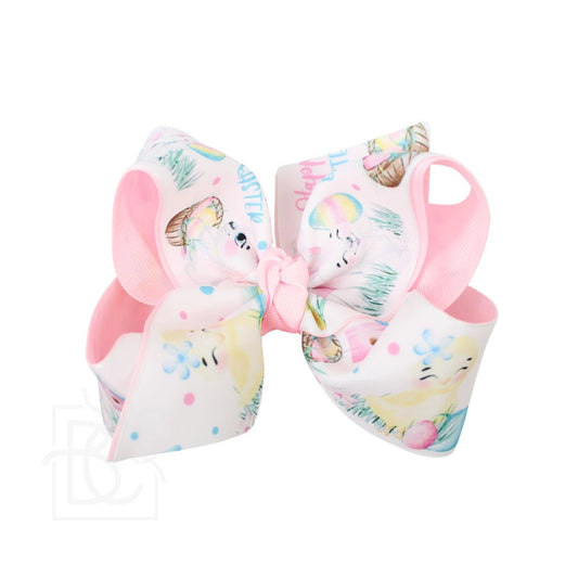 Huge Layered Bunny Print Bow in Blue  - Doodlebug's Children's Boutique
