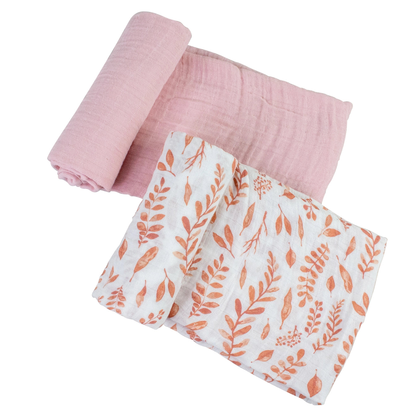 Pink Leaves + Cotton Candy Classic Muslin Swaddle Blanket Set  - Doodlebug's Children's Boutique