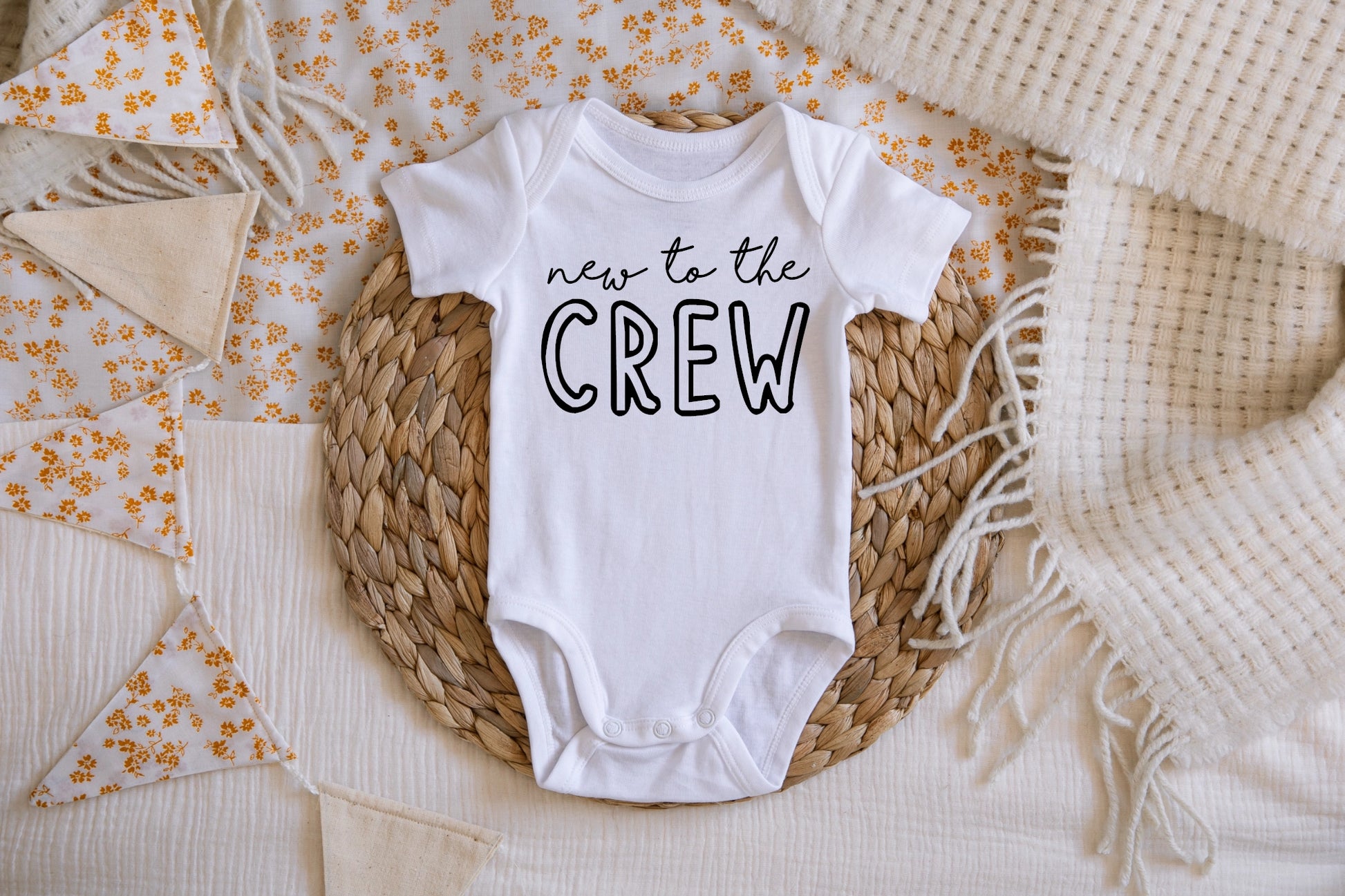 New to the Crew Pregnancy Announcement Onesie - Doodlebug's Children's Boutique