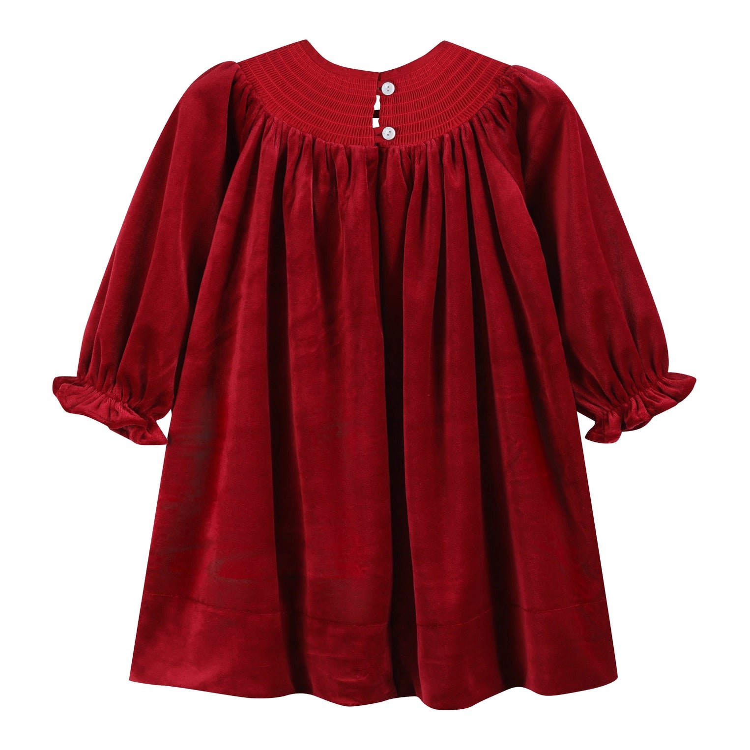 Red Velvet Nativity Smocked Bishop Dress - Doodlebug's Children's Boutique