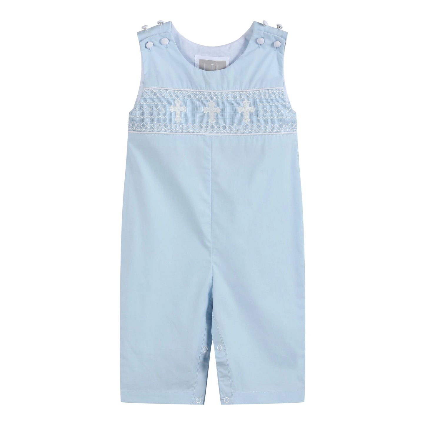 Light Blue Crosses Smocked Overalls - Doodlebug's Children's Boutique