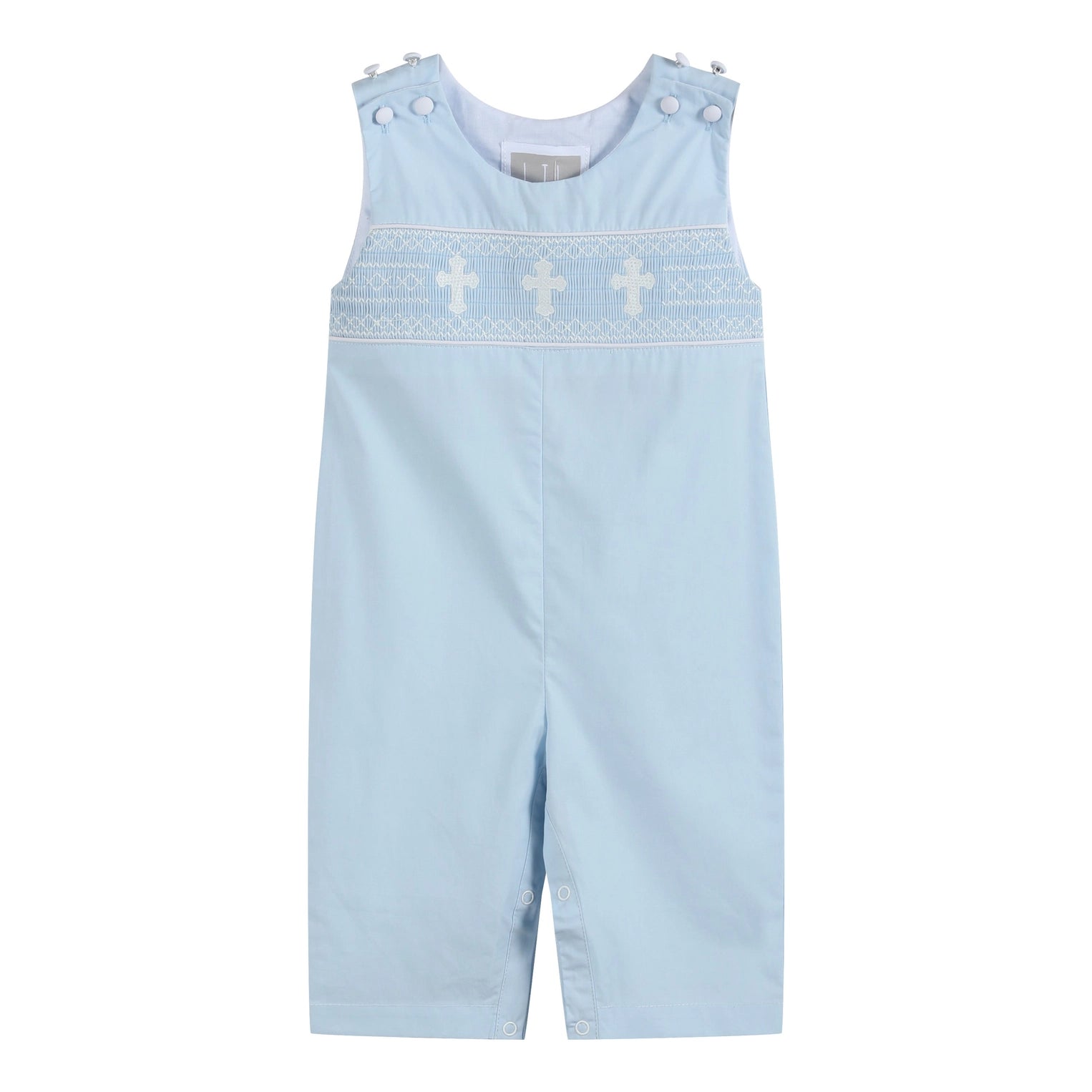 Light Blue Crosses Smocked Overalls - Doodlebug's Children's Boutique