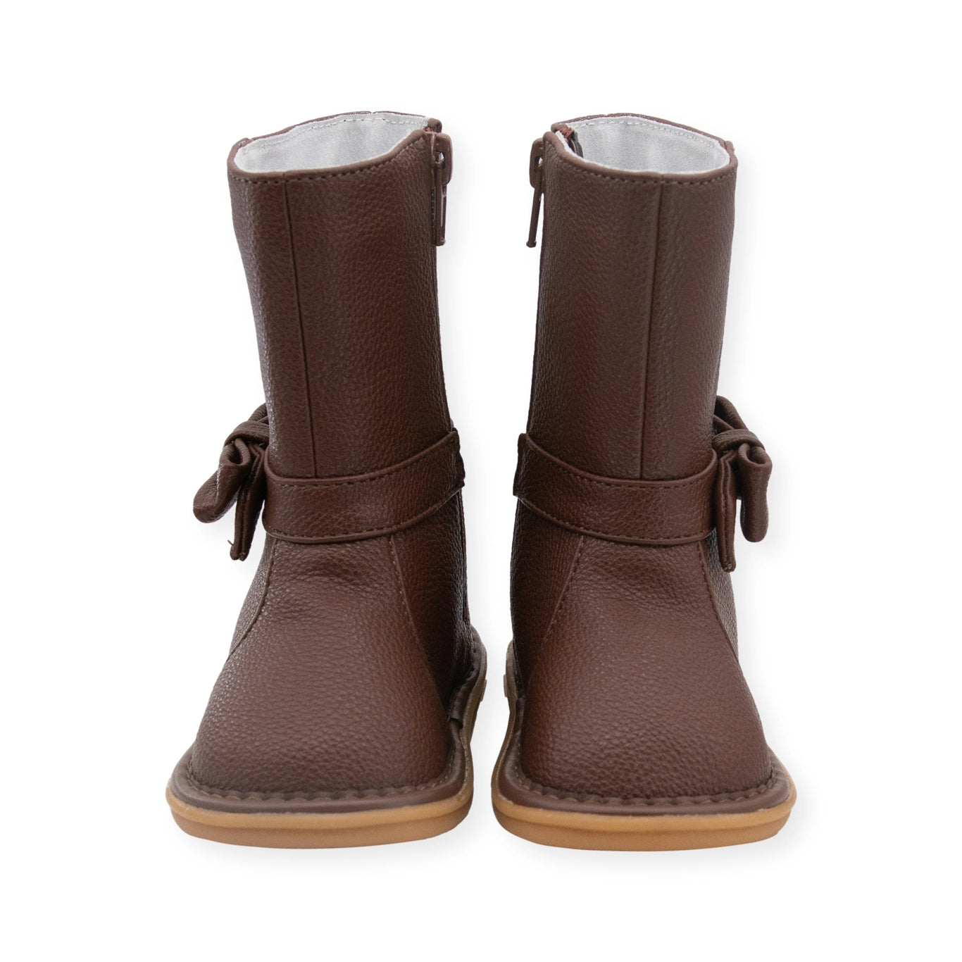 Brown Bow Squeaker Boot  - Doodlebug's Children's Boutique