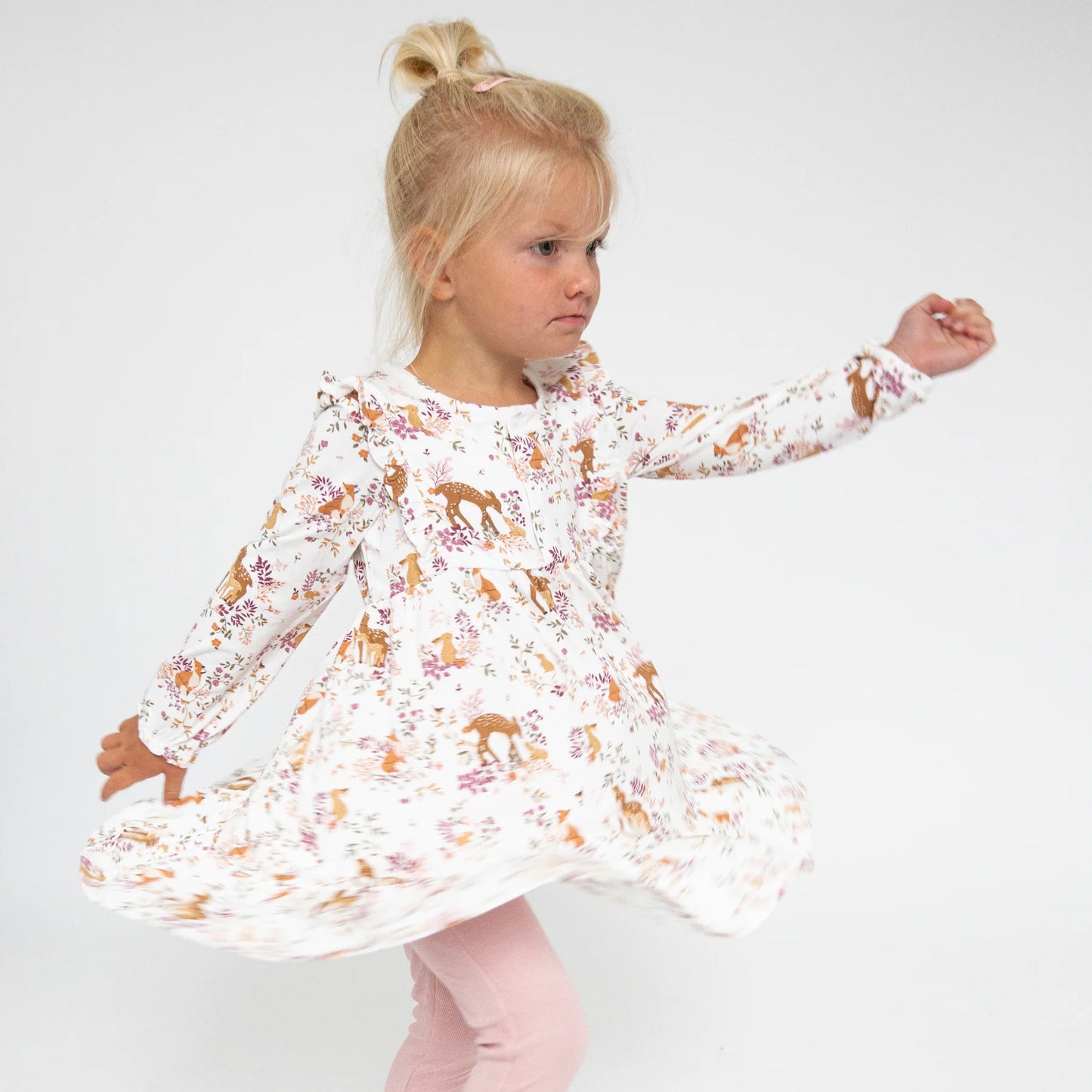 Ruffle Tiered Dress and Leggings Set in Pretty Woodland  - Doodlebug's Children's Boutique