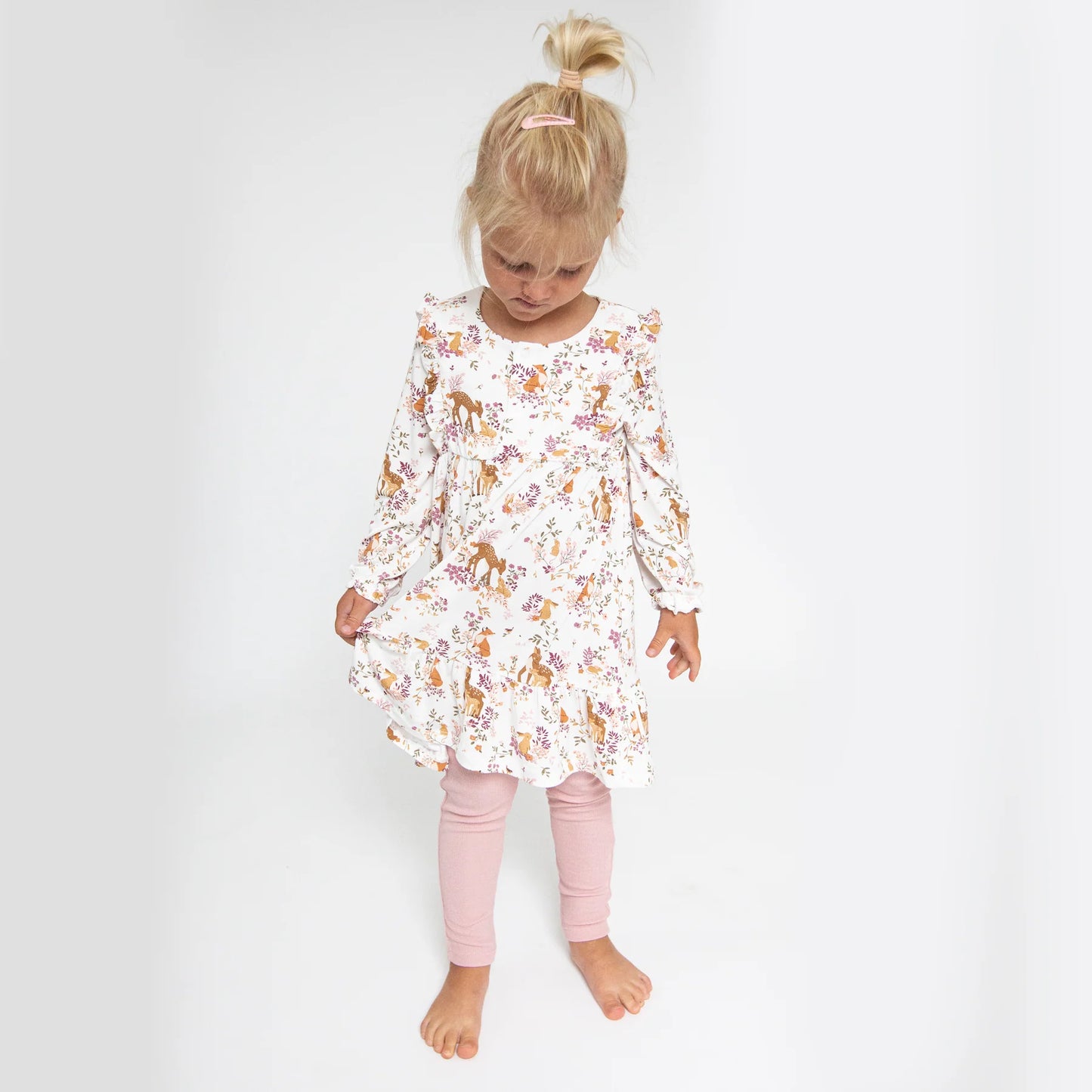 Ruffle Tiered Dress and Leggings Set in Pretty Woodland  - Doodlebug's Children's Boutique