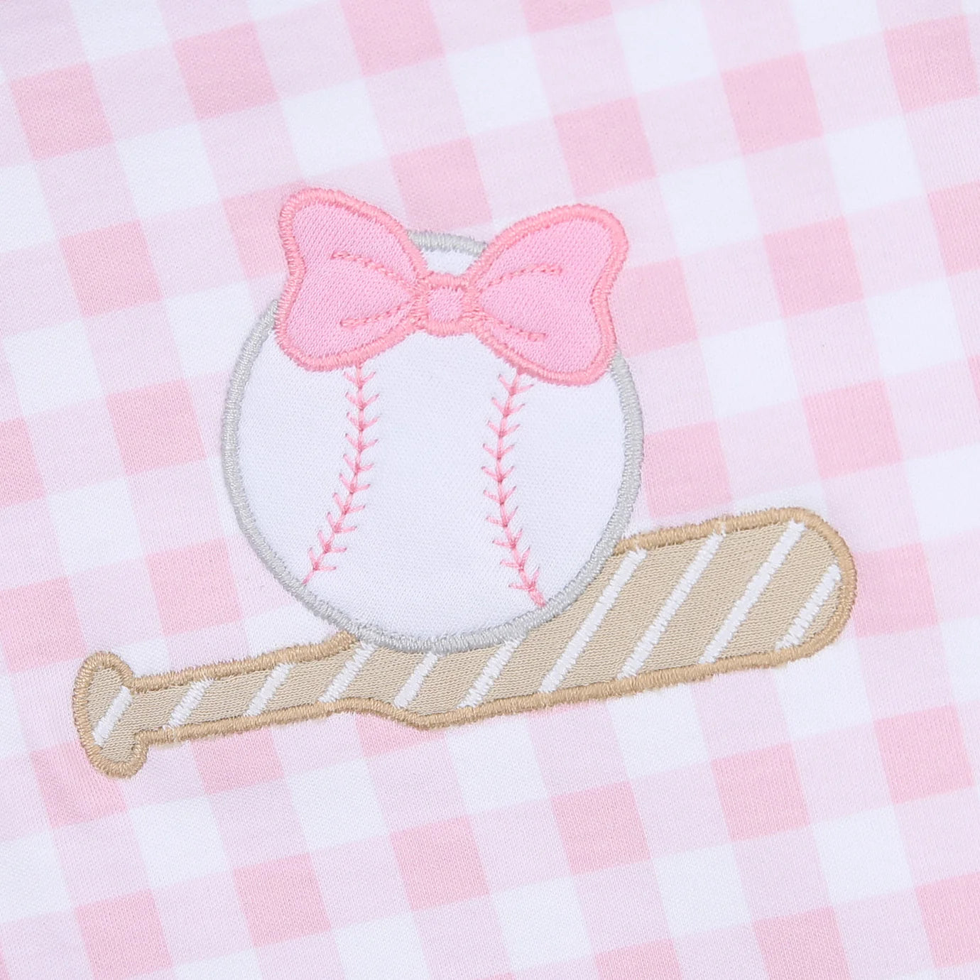 Pink Batter Up Applique Ruffle Bubble  - Doodlebug's Children's Boutique