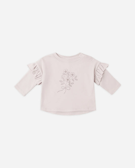 Ruffle Long Sleeve Tee in Fleur - Doodlebug's Children's Boutique