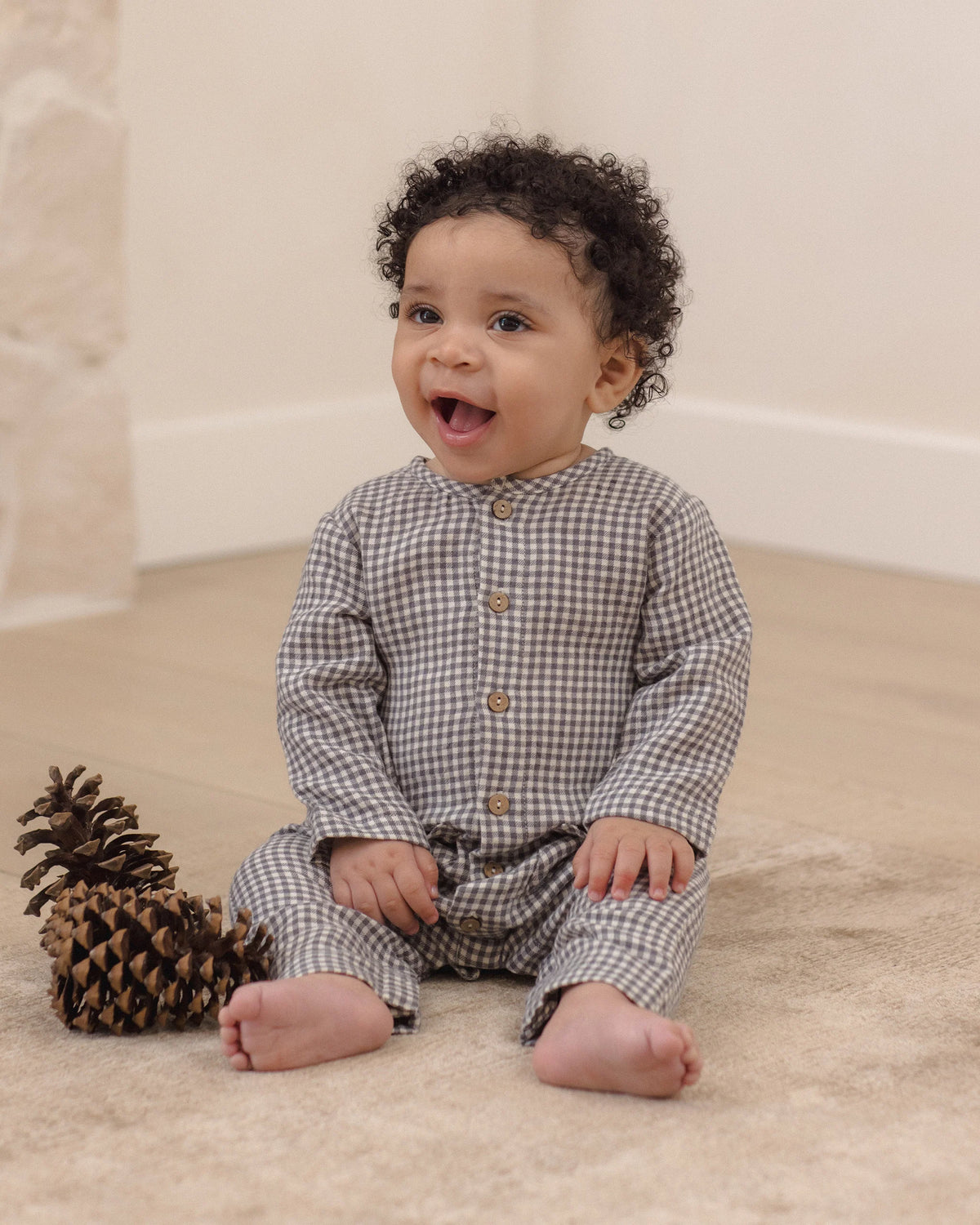Pocketed Woven Jumpsuit in Midnight Gingham - Doodlebug's Children's Boutique