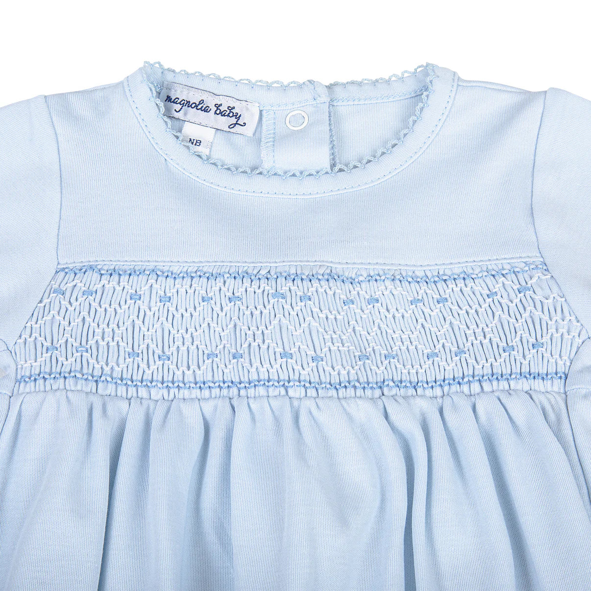 Blue Smocked Gathered Gown  - Doodlebug's Children's Boutique