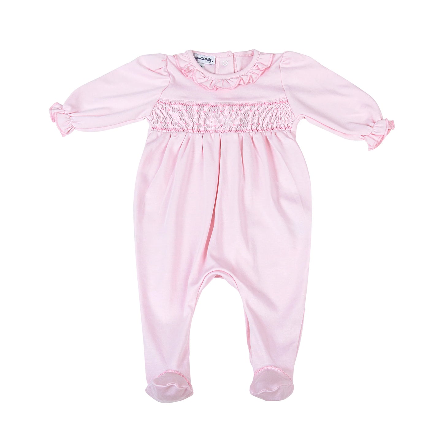 Pink Smocked Ruffle Footie  - Doodlebug's Children's Boutique