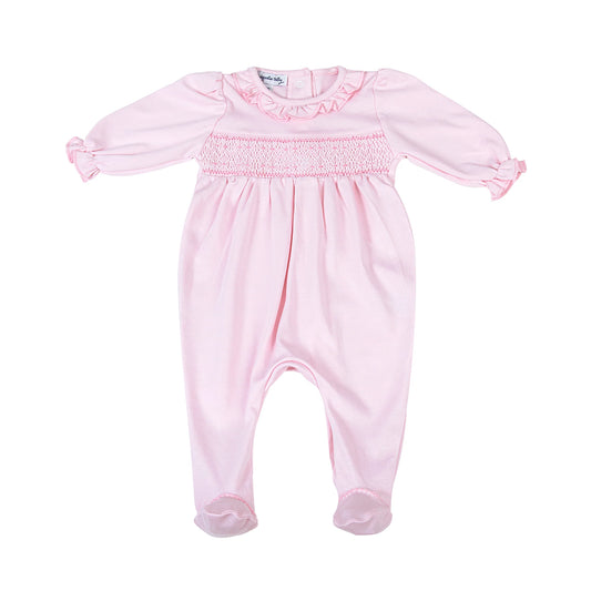 Pink Smocked Ruffle Footie  - Doodlebug's Children's Boutique