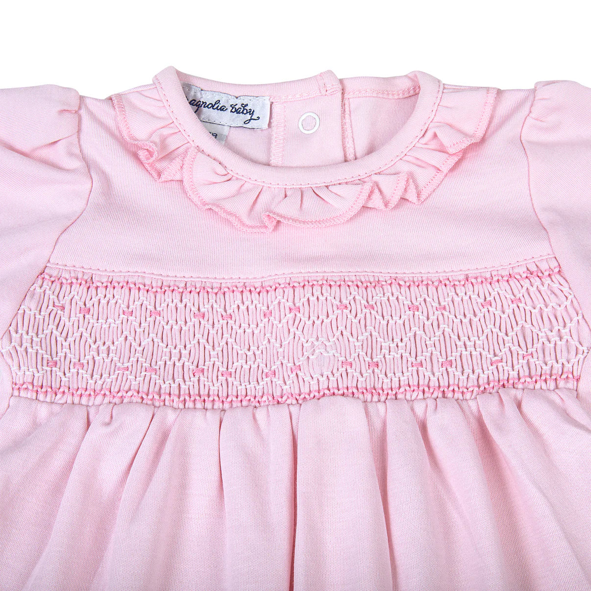 Pink Smocked Ruffle Footie  - Doodlebug's Children's Boutique