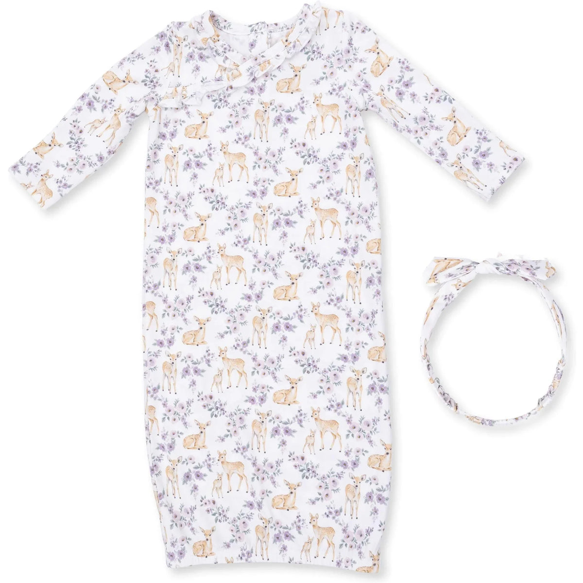 Floral Deer Kimono Gown & Headband - Doodlebug's Children's Boutique