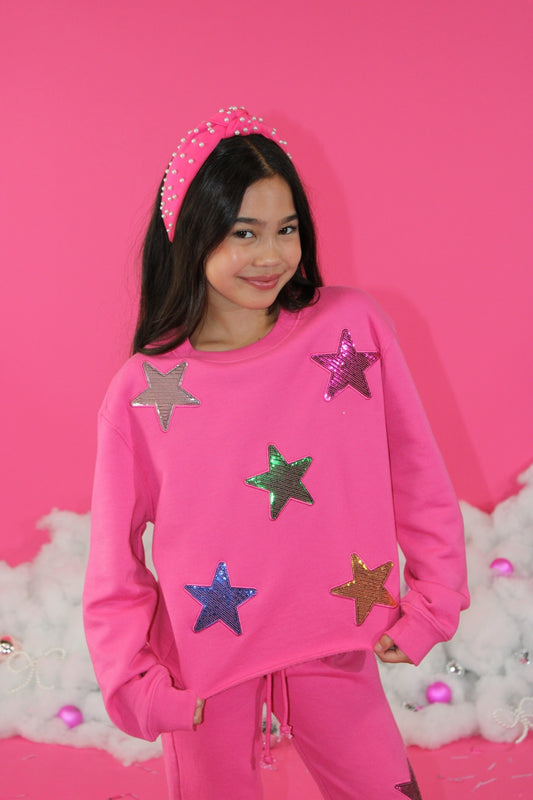 Sequin Stars Applique Sweatshirt - Doodlebug's Children's Boutique