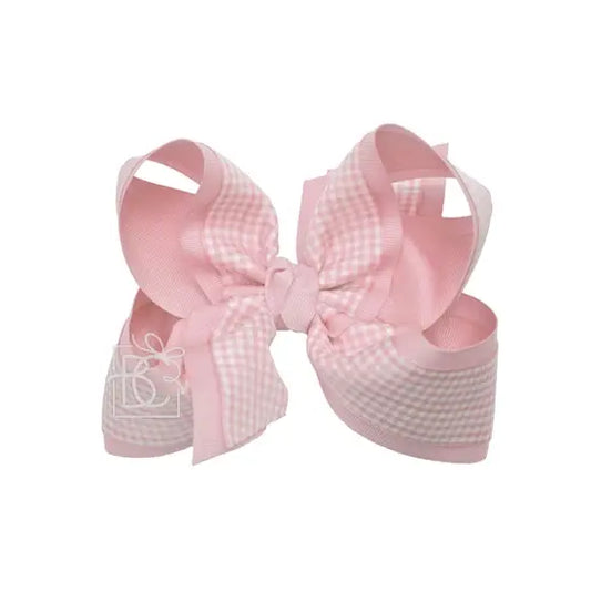 Huge Layered Gingham Bow in Pink  - Doodlebug's Children's Boutique