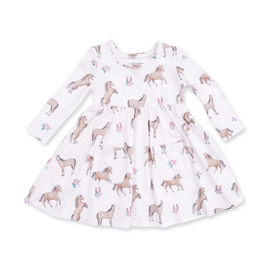 I Love Horses Twirly Long Sleeve Dress